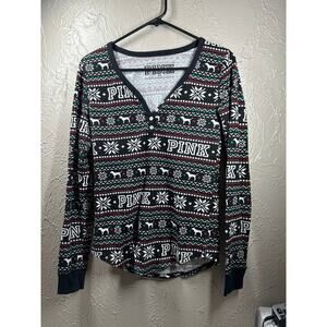 NWOT‎ Victoria's Secret PINK Long Sleeve Thermal Sleep Top Pajamas Size Medium